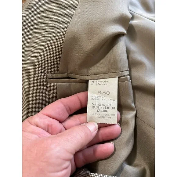 Chaps Ralph Lauren tan wool cashmere suit jacket and pants size 46R